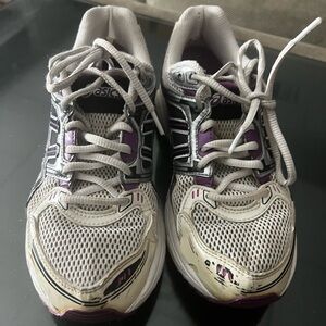 Asics Women's Cream and Purple Athletic Shoes